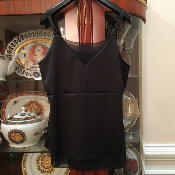 White House Black Market Black Satin Draped Neck Cami Camisole sz.XXS - Picture 6 of 15